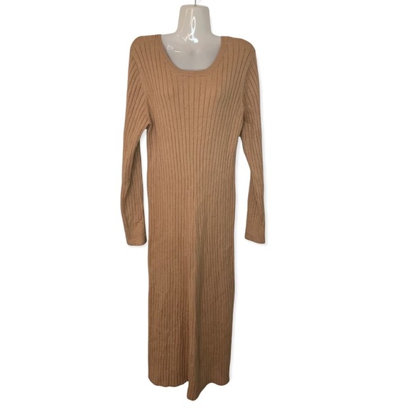 WAYF x BFF Hollie Long Sleeve Sweater Dress. Tan. Size M - Picture 2 of 8